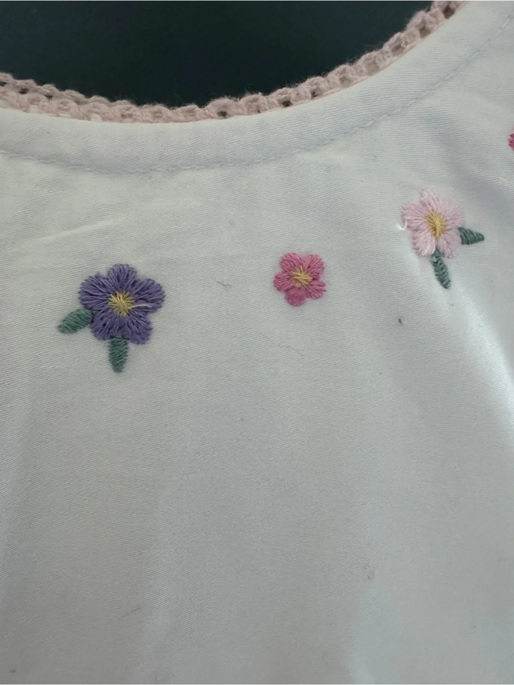 JoJo Maman Bebe White Sundress with Pink, Purple & Yellow Floral Border